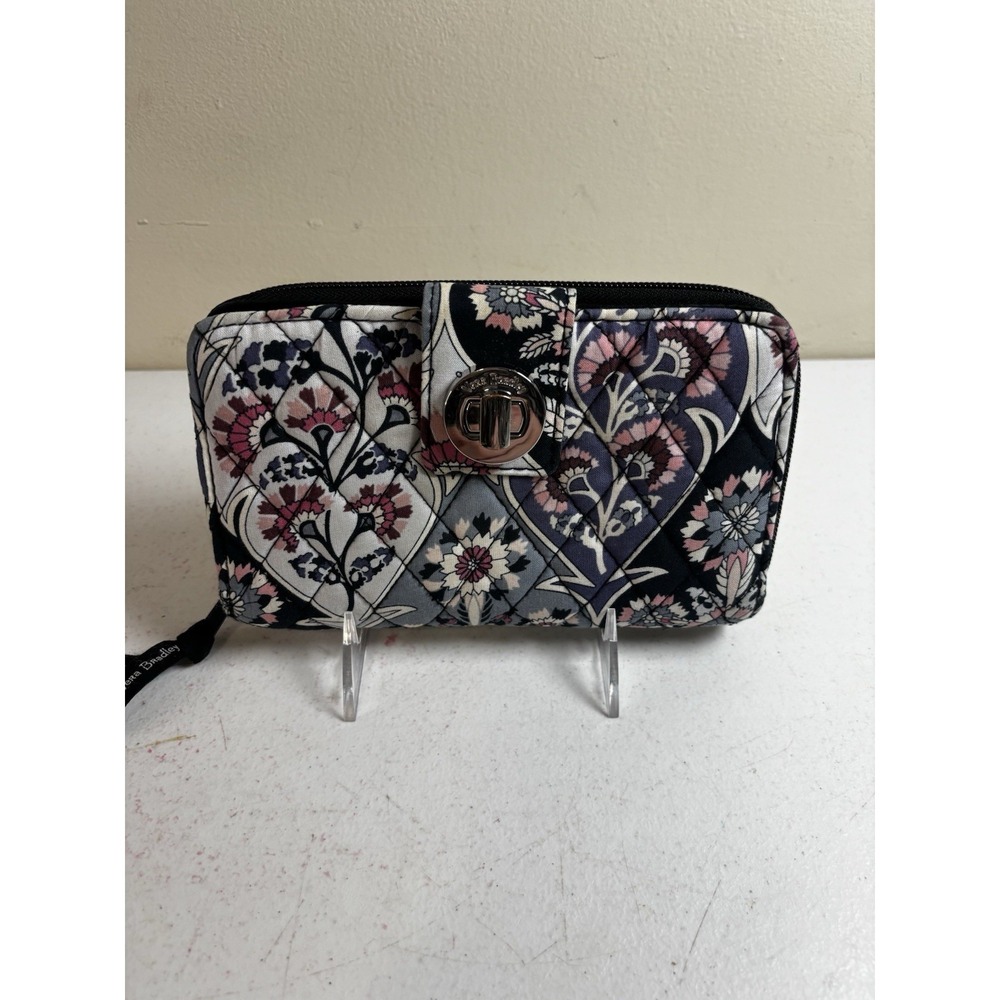 Vera Bradley ORNATE BLOOMS‎ Turn Lock Zip Around Wallet EUC